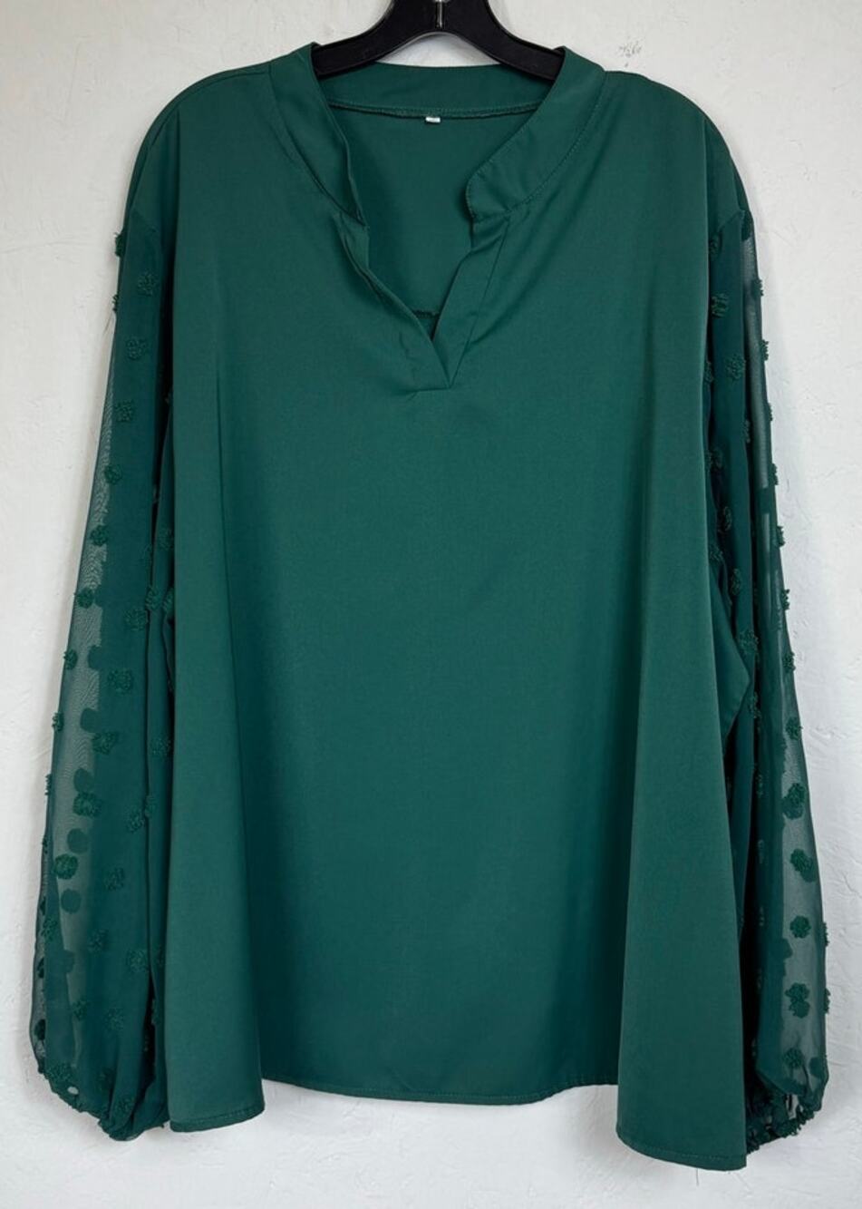 Green Long Sleeve Blouse Women's 6XL